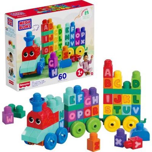 MEGA BLOKS First Builders ABC Learning Train Toddler Building Blocks Toy Set with 60 Pieces