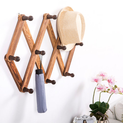 Red Barrel Studio® Amandra Solid Wood 10 - Hook Wall Mounted Coat Rack & Reviews | Wayfair