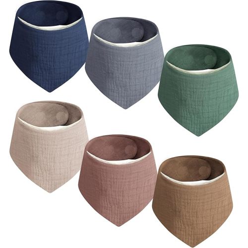 Magnetic Bandana Drool Bibs 6-pack - Magnetic Closure Baby Bibs - Safe, Easy, Chic Teething Bib