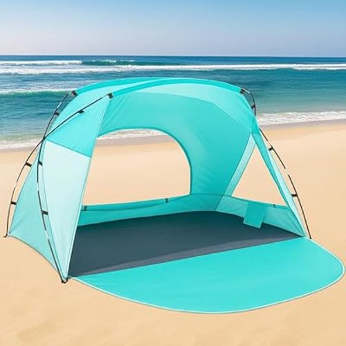 Beach Tent, Portable Sun Shelter for 2/3/4/6-8 Person with UPF 50+ UV Protection, Easy Setup Waterproof Beach Shade Canopy Cabana for Family Outdoor and Picnics, Fishing with Carrying Bag
