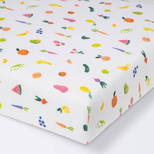 Cotton Fitted Crib Sheet - Cloud Island™ Fruits and Veggies: Food Pattern, 200 Thread Count