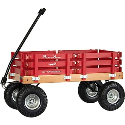 Berlin Flyer Sport Kid's Wagon - Model F410 - Amish Made in Ohio, USA - 10" No-Flat Tires (Red)