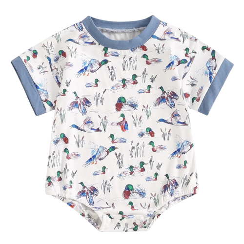 Povozer Summer Jumpsuit Bodysuits For Baby Baby Boy Clothes Baby ,Newborn Boy,Summer Short Sleeve Thin Newborn Clothes Baby Jumpsuit Cute Print Clothes for Boys Girls,Size 3-6 Months,White