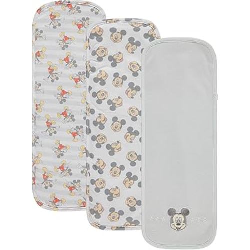 Disney Baby Burp Cloths 3 Pack – 100% Cotton – Mickey Mouse, Minnie Mouse, Winnie The Pooh, Dumbo – Soft & Absorbent Newborn Essentials for Boys & Girls