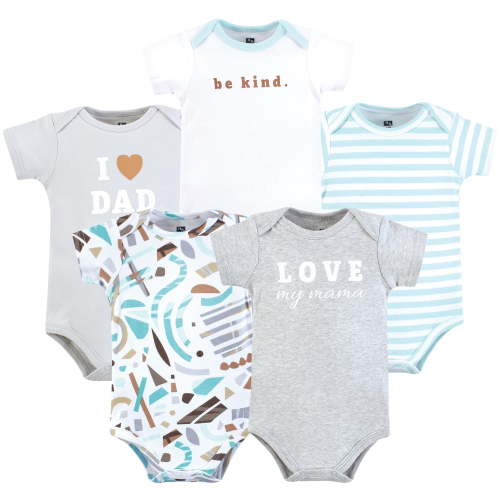 Hudson Baby Cotton Bodysuits, Neutral Abstract, 6-9 Months