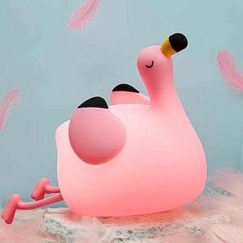 Flamingo Night Light for Kids,Pink Flamingo Gift, Silicone LED Squishy Animal Lamp,Dimmable/Timer Nursery Nightlight for Baby, Rechargeable Touch Bedside Lamp, Bedroom/Dorm Decor,Girls Gifts