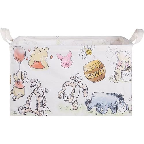 Bear Storage Basket, Nursery Large Hamper Canvas Laundry Basket Foldable With Waterproof Pe Coating,For Kids Boys And Girls, Bathroom, Bedroom, Clothes,Toy Bin (Rice white)
