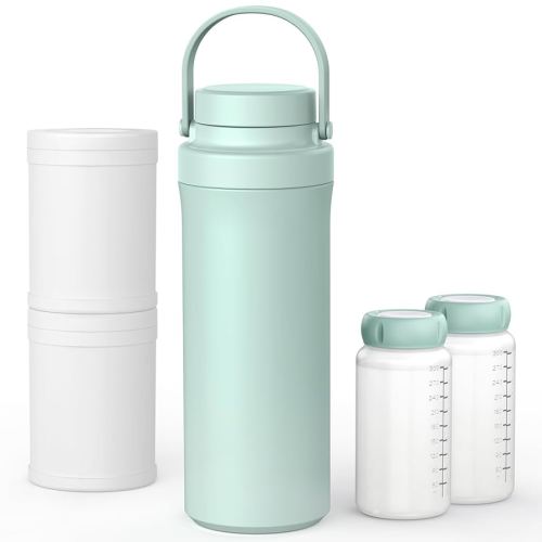 Xaproo 22oz Breast Milk Cooler Bottle, 360° Cooling Technology for 24 Hours, Larger Capacity Travel Breastmilk Chiller with 2pcs Baby Bottles, Portable Milk Cooler for Breastmilk, BPA-Free