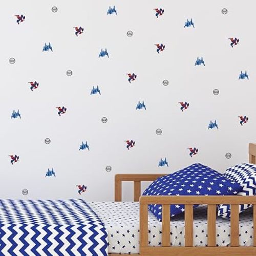 Wall Palz Marvel Spider-Man Decor Wall Decal - 86 Pc Small Vinyl Stickers for Nursery Bedroom Bathroom - Peel and Stick Room Decorations