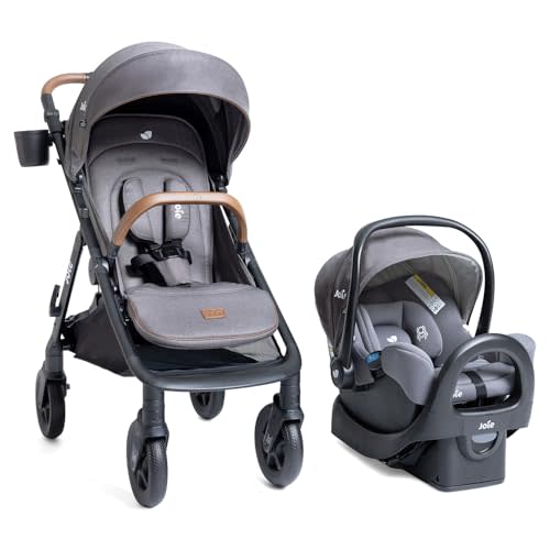 Joie Caraway 360° Whirl Stroller & Rue Infant Car Seat Travel System | Lightweight infant car seat with anti-rebound base, stroller with 360° Whirl wheels and reversible seat