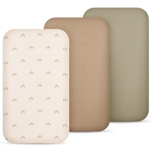 lulumoon Muslin Bassinet Sheets 3Pack: Fitted Sheets for Bedside Sleeper