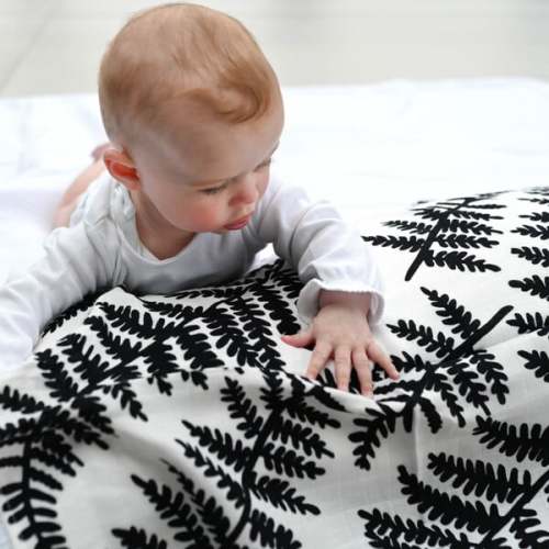 Plant Print Muslins Burp Cloths, Black And White (Pack Of 3) - Etta Loves | Maisonette