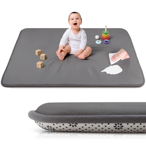 Baby Floor Play Mat,Soft Thick Foam Padded Tummy Time Playpen Mat,Waterproof Wipeable Kids Playmat for Babies 6-12 Months,Non-Slip Bottom for Crawling to Nursery Grey