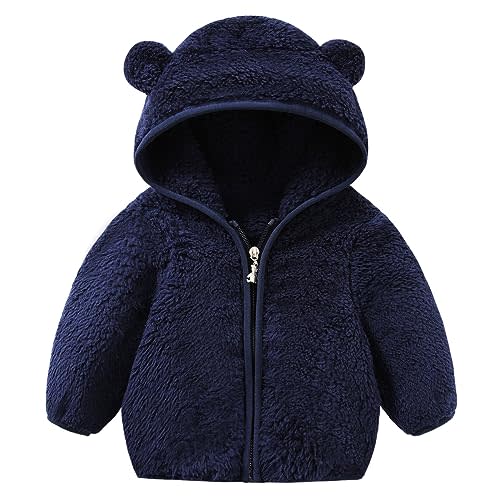 Baby Girls Winter Fleece Jackets For Toddler Boys Coats With Hood | Fall unisex baby hoodie clothes for 3-6-9-12-24 months, spring sweater 2-3T, skin-friendly fabric, bear ears fleeced hooded