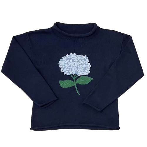 Women’s Matching Hydrangea Pima Roll Neck Sweater-Navy – Nantucket Kids