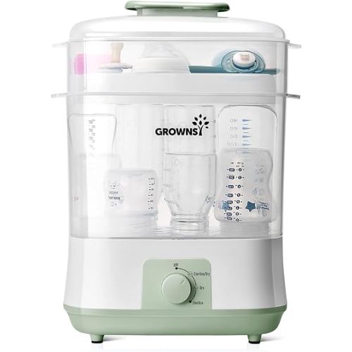 Grownsy 4-in-1 Large Capacity Baby Bottle Sterilizer and Dryer, Green