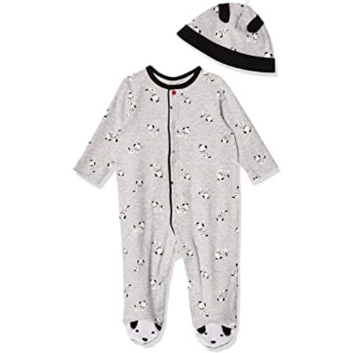 Little Me Baby Boy Clothes 2-Piece Baby Sleeper and Cap Set, 100% Cotton Footies Baby Essentials, Preemie to 9 months