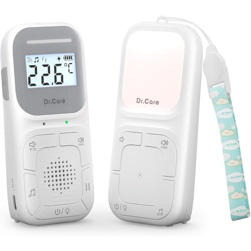Dr.Care NeoGo Portable Baby Audio Monitor and Sound Machine | Baby Sleep Soother | Travel | Registry Gift with 1000ft Range, Two-Way Talk, VOX, Nightlight, 8 Lullabies, and Vibrating Sound Alert