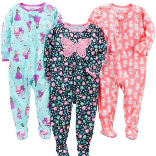 Simple Joys by Carter's baby-girls Loose-Fit Polyester Jersey Footed Pajamas