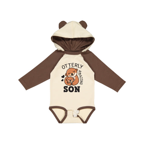Inktastic Otterly Amazing Son with Mother and Child Otter Boys Long Sleeve Baby Bodysuit