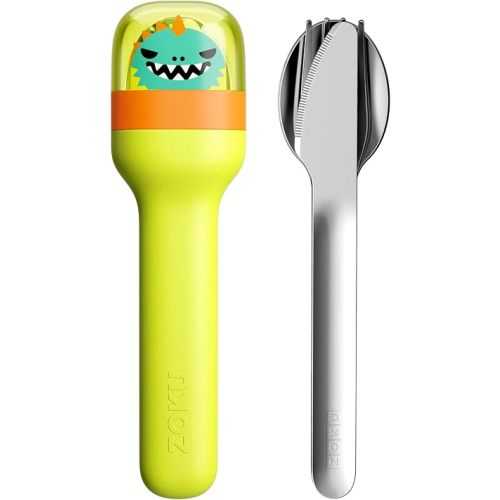 Kids Pocket Utensil Set, Kids Silverware Set Fork, Knife, and Spoon, Dino