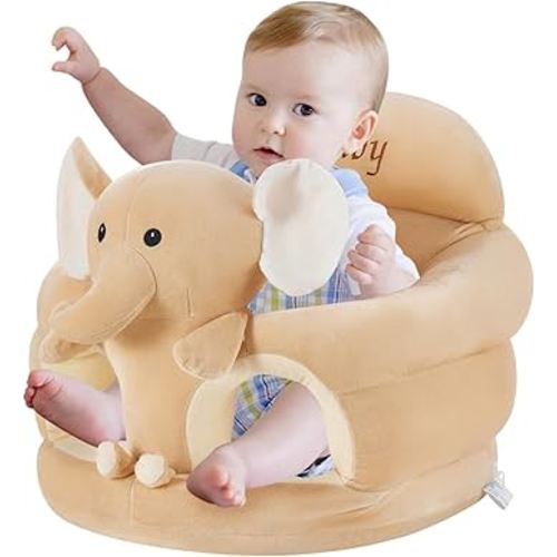 Baby Sitting Chair Cute Elephant Infant Lounger Floor Seat Baby Learning to Sit Chair for 4 Months & Up (Yellow, 45cm*45cm)