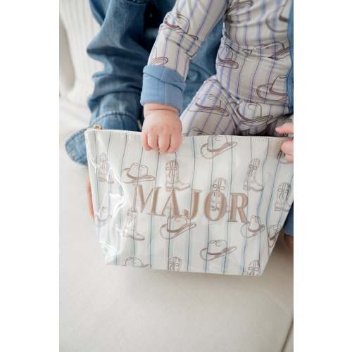 Western Blues Striped - Clear Coat Bag For Embroidery – KenzKustomz