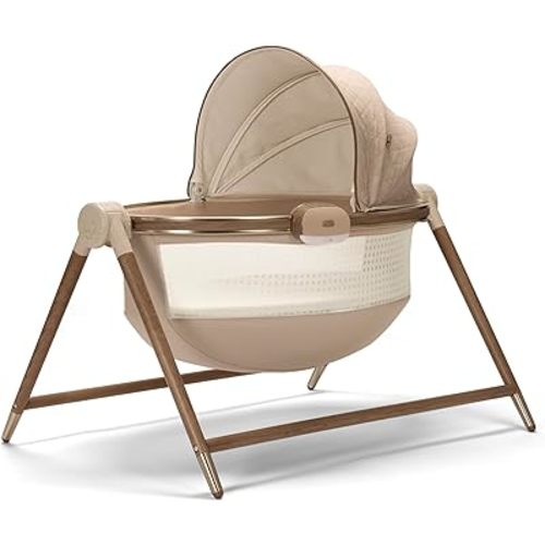 Maxi-Cosi Sibia Bassinet, CryAssist AI Cry Translation, Cozy Mattress Pad, Machine-Washable Cover, Built in Bluetooth Speaker, Motion Nightlight, Natural Heritage-COSI