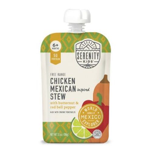 Serenity Kids World Explorer Free Range Chicken Mexican Inspired Stew with Organic Vegetables Baby Food Pouch - 3.5oz