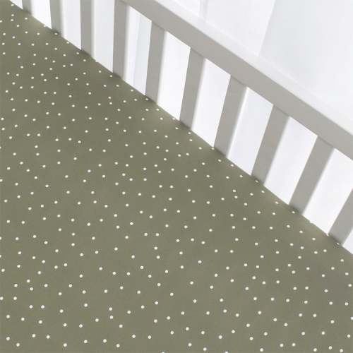 Drap Contour pour Lit de Bébé - Pois Olive
