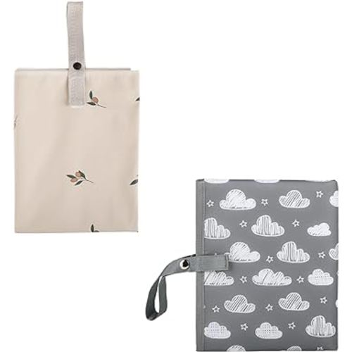 2 Sets PHOEBUS BABY Portable Changing Pad Travel - Waterproof Compact Diaper Changing Mat - Lightweight & Foldable Changing Station, Newborn Shower Gifts