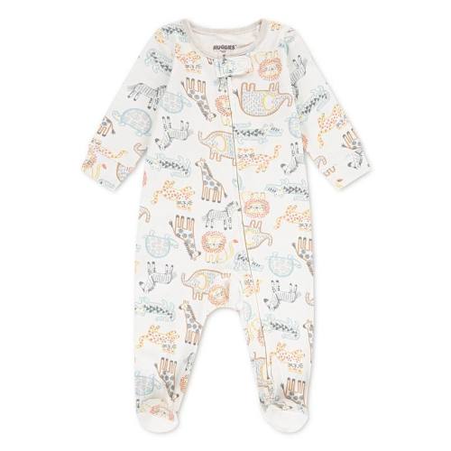 Newborn Baby Boys Huggies Babywear® 100% Organic Cotton Footed Coverall with Zoo Animals Print