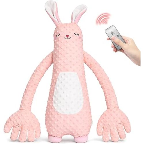 Baby Soothers Toys, Plush Rabbit Toy for Kids, Soft Stuffed Animal Doll with Interactive Features, Fun Companion Toy for Home, Travel and Gift (Pink)