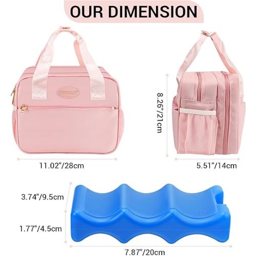 PIIOSER Breastmilk Cooler Bag with Ice Pack, Compatible with Wearable Breast Pumps & Accessories - Portable Pumps Carrying Case for Nursing & Working Moms, Pink