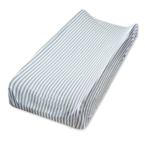 Honest Baby Changing Pad Cover - Blue Ticking Stripe