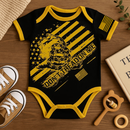 Don't Tread On Me Patriotic Baby Bodysuit by Trooper Clothing