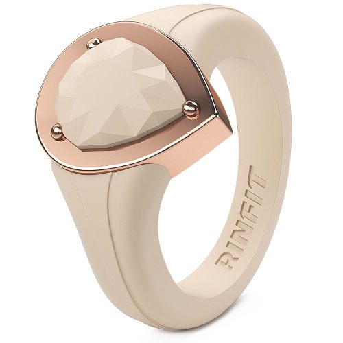 Rinfit Silicone Rings Women - Rubber Wedding Bands Stackable Ring Enhancer- Metal Framed Pear Bridal Ring Sets - Patented Design