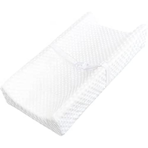 YENING Mini Baby Diaper Changing Pad for Dresser Top with Cover 27" x 16", Waterproof Lining Small Foam Contoured Changing Table Pads Topper White