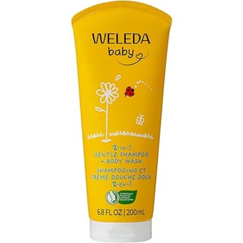 Weleda Baby Calendula 2-in-1 Gentle Shampoo and Body Wash, 6.8 Fluid Ounce, Plant Rich Cleanser with Calendula and Sweet Almond Oil