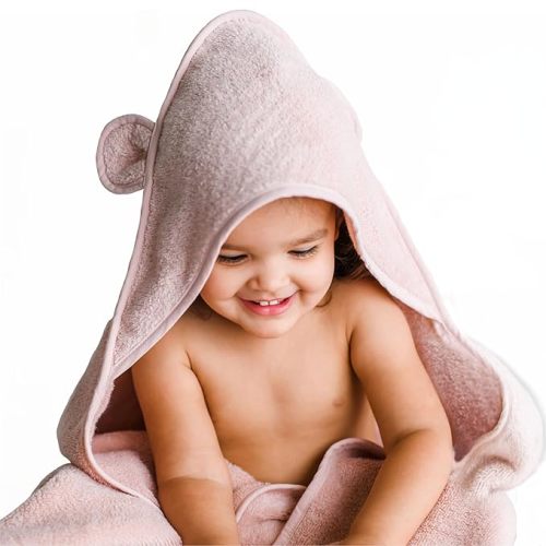 Natemia Hooded Baby Bath Towel - 100% Organic Cotton Baby Towels for Newborns, Toddlers, Boys, Girls - Soft Absorbent 450 GSM - Gentle on Sensitive Skin - Baby Shower Registry Gift (35" x 35")