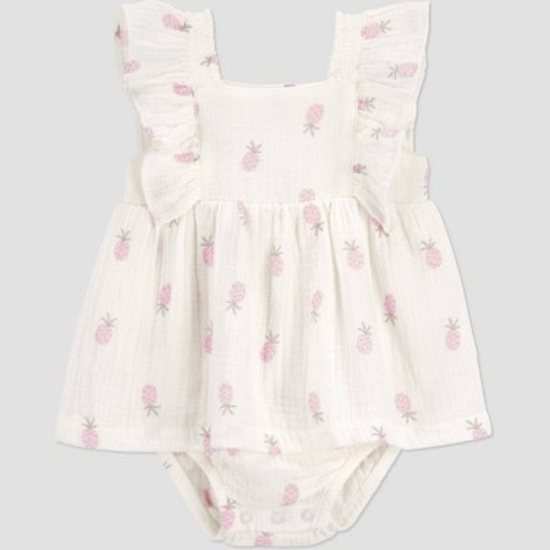 Carter's Just One You® Baby Girls' Pineapple Ruffle Romper - Cream Newborn