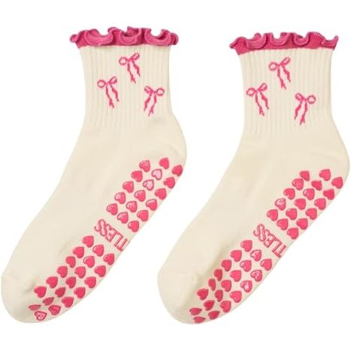 Shapes Studio Crew Half Calf Grip Socks, Cutest Fruits Pilates Socks, Ruffle socks, Non-Slip, Barre Yoga Fitness