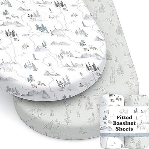 Arctic Journey Baby Bassinet Sheets 2-Pack Cotton Blend Standard Mattress Pad