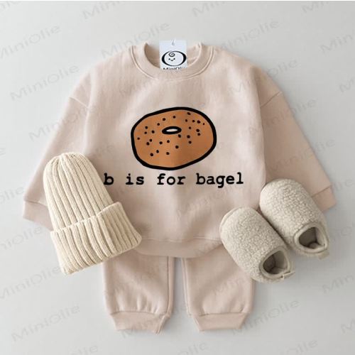 B IS FOR BAGEL Baby Sweatshirt 2-piece Beige Set