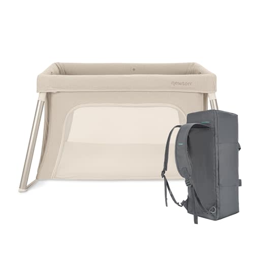 Newton Baby Compact Travel Crib & Play Yard, Carry-On Size - Sand | Compact Travel Crib, Carry-On Size, Foldable, Backpack Straps, Breathable & Washable Mattress, Play Yard, Portable Playpen