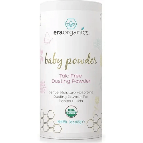 Era Organics Talc-Free Organic Baby Powder - USDA Organic Dusting Powder with Arrowroot, Calendula and Cornstarch for Newborns, Babies or Toddlers - Soothing, Fragrance Free, Made in USA (3oz/85g)