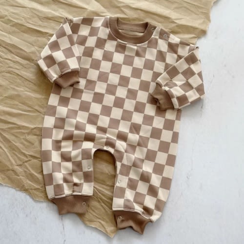Baby Newborn Checkered Lightning Print Romper