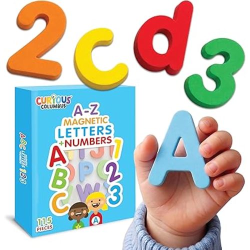Curious Columbus Magnetic Letters and Numbers Fridge Magnets for Toddlers