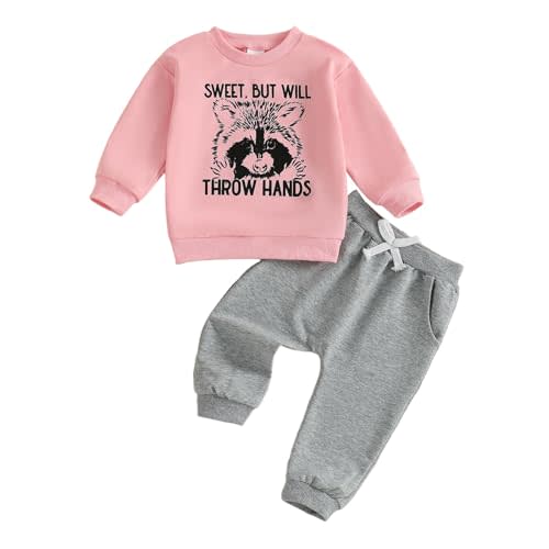 allshope Toddler Baby Girl Fall Outfit Letter Print Sweatshirt Tops Elastic Waist Pant Cute Infant Newborn Winter Clothes Set