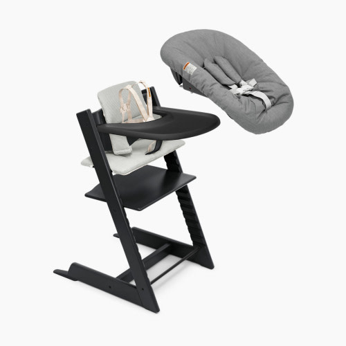Stokke Tripp Trapp High Chair Complete² + Newborn Set - Black/Nordic Cushion/Black Tray/Anthracite Newborn Set